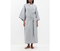 02 Checked Belted Linen Robe
