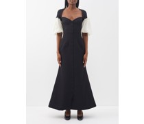 Queen Of Hearts Puff-sleeve Cotton-blend Dress