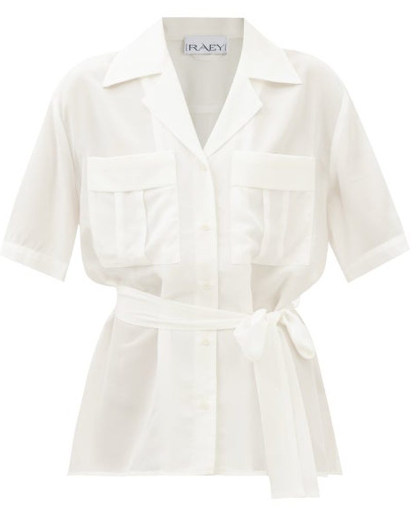 Raey Damen Relaxed-fit Pocket-front Silk Shirt