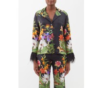 Chemise en sergé de soie à imprimé et plumes Eden