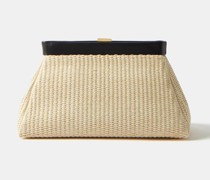 Cannes Faux-raffia And Leather Clutch Bag