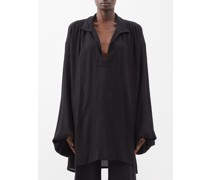 Sheer Silk-seersucker Smock Blouse
