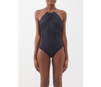 Halterneck Ring-embellished Swimsuit