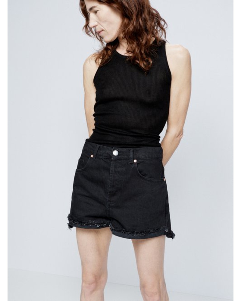 Raey Damen Clip Organic-cotton Frayed Denim Shorts
