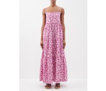Floral-print Low-back Organic-cotton Maxi Dress