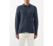 Collared Washed-linen Cardigan