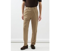 Pleated Cotton-blend Chinos