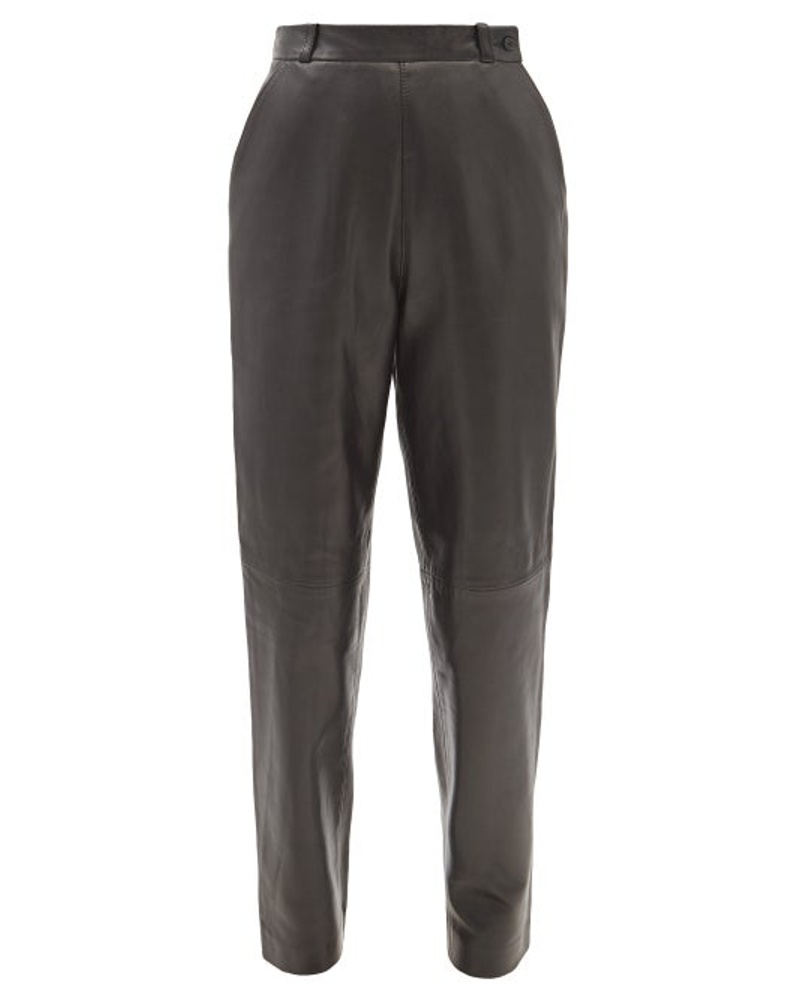 Raey Damen Relaxed Leg Tapered Hem Leather Trouser