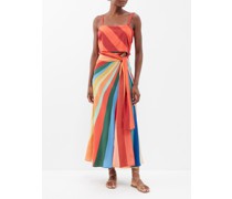 Rainbow-print Silk Crepe De Chine Midi Dress