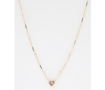 Diamond, Morganite & 14kt Gold Necklace