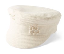 Faux-pearl Logo Cotton-blend Baker Boy Cap