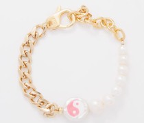 Yin Yang Pearl & 14kt Gold-plated Bracelet