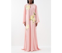 Crystal And Floral-embroidered Crepe Gown