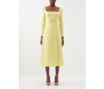 Glenda Square-neckline Wool-crepe Midi Dress