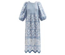 Addicted To Love Embroidered Linen-voile Dress