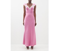 Lace-trim Silk-satin Dress