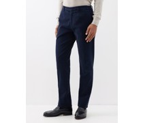 Flat-front Cotton-blend Twill Chinos