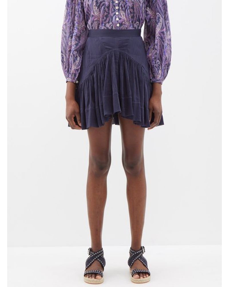 Isabel Marant Damen Kadavu Gathered-pleat Cotton-blend Mini Skirt