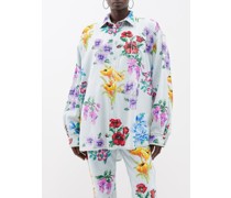 Bouquet Floral-sequinned Denim Shirt