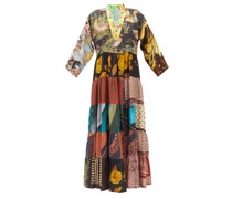 Patchworked Vintage-silk Maxi Dress