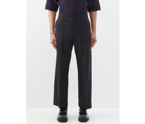 Pleated Textured-cotton Trousers
