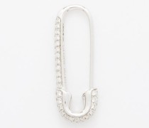 Safety Pin Diamond & 18kt White-gold Earring
