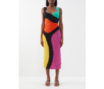 Ramona Colour-blocked Smocked Midi Dress