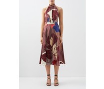 Giovanna Floral-print Silk Satin Midi Dress