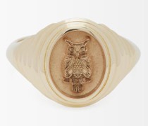 Fantasy Owl 14kt Gold Signet Ring