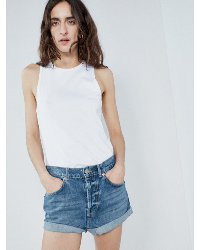 Raey Damen Rivet Cut-off Organic Cotton Denim Shorts