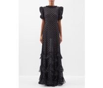 The Sky Rocket Star-print Mesh Gown