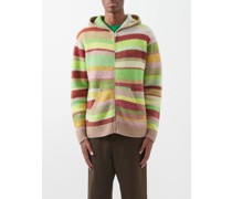 Cardigan en cachemire rayé à capuche