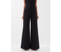 Pantalon de costume ample en sergé de laine Bianca