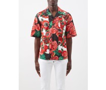 Floral-print Cotton-blend Short-sleeved Shirt