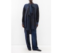 Amandine Pussybow Silk Longline Shirt