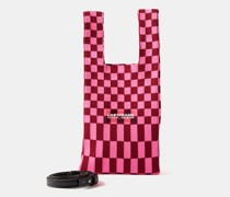 Ichimatsu Small Checked Knit Tote Bag