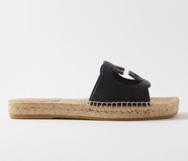 Gg-logo Leather And Jute Espadrilles
