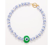 Evil Eye Beaded 24kt Gold-plated Necklace