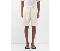 Pleated Linen-blend Shorts