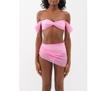 Walter Winglet-sleeve Ruched Bikini Top