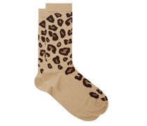 Leopard-jacquard Cotton-blend Socks