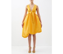 Hilly Plunge-front Taffeta Mini Dress