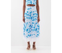 Francesca Embroidered-cotton Midi Skirt