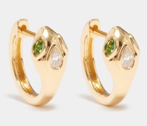 Snake Coil Diamond, Emerald & 18kt Gold Earrings