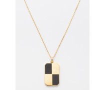 Pendentif Damier Onyx & 9kt Gold Necklace