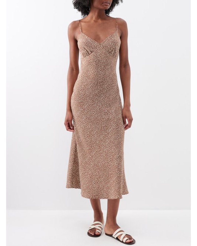 Matteau Damen V-neck Printed Organic Silk-crepe Midi Dress
