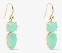 Double Drop Chrysoprase, Diamond & Gold Earrings