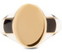Checker Enamel And 14kt Gold Signet Ring