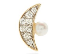Moon Diamond, Pearl & 9kt Gold Single Earring