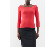 Steffi Boat-neck Organic-cotton Long-sleeved Top